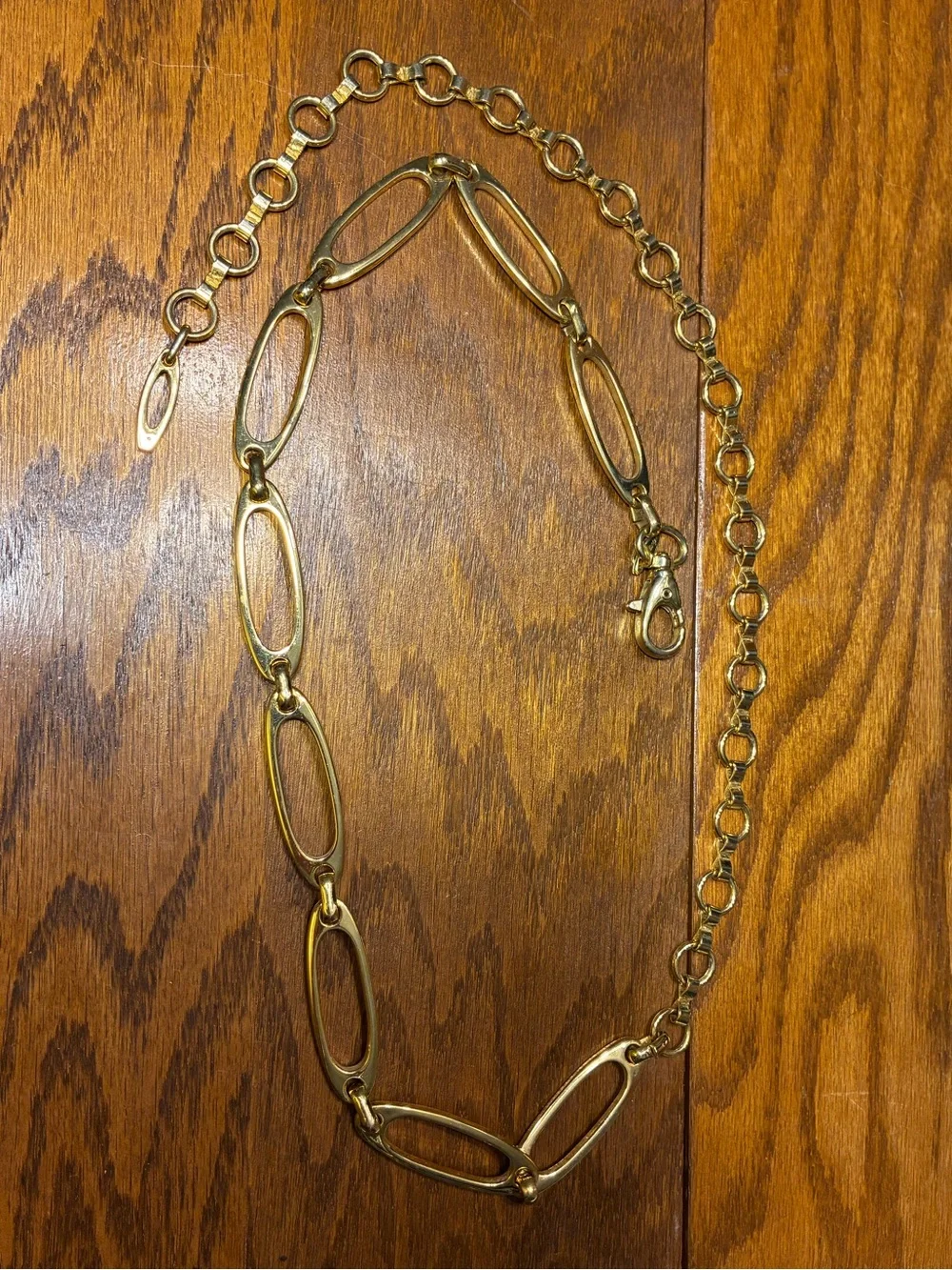 Y2K Vintage Soho Design Italy Made Oval Link Gold Chain Belt 42”